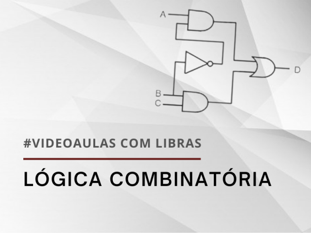 Imagem abstrata com o desenho de um diagrama de portas lógicas e fundo geométrico cinza